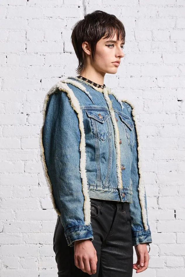 R13 Jackets and Coats Women SHERPA OVERFLOW TRUCKER 8211 CLINTON BLUE