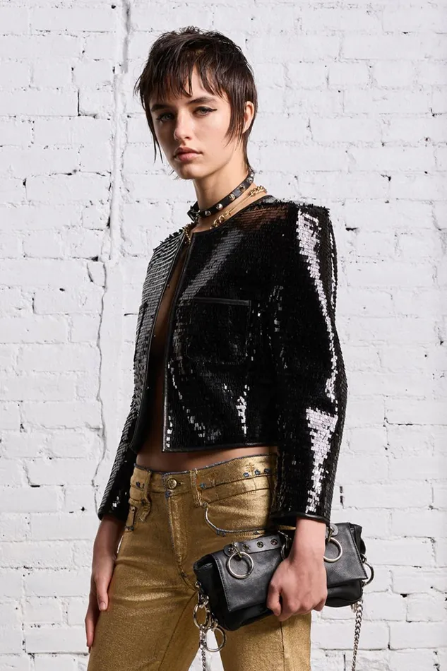 R13 Jackets and Coats Women SQUARE SHOULDER SEQUIN JACKET 8211 BLACK