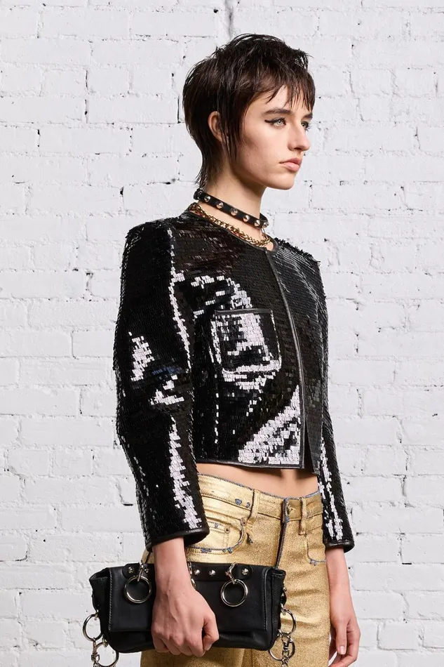 R13 Jackets and Coats Women SQUARE SHOULDER SEQUIN JACKET 8211 BLACK