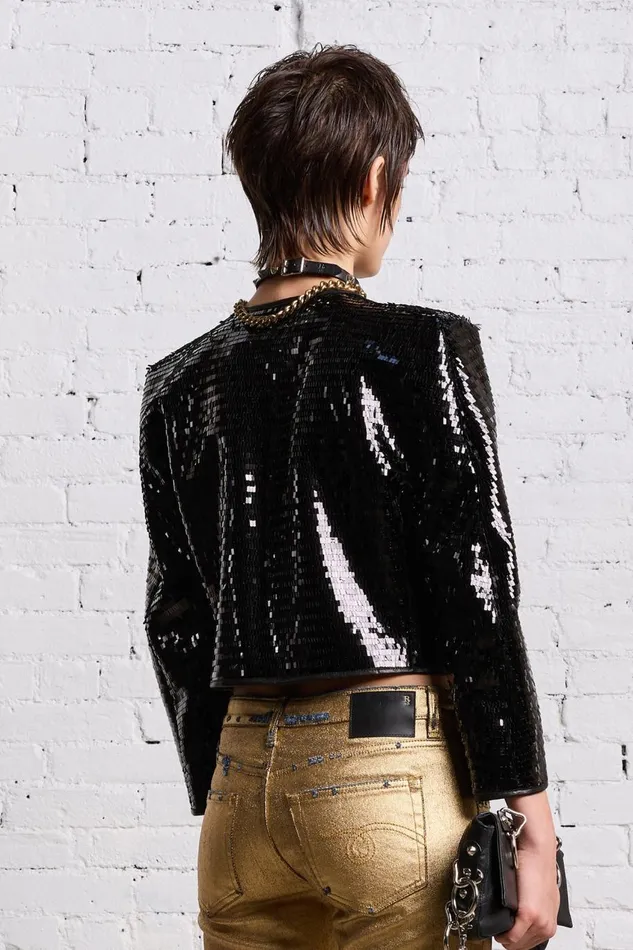 R13 Jackets and Coats Women SQUARE SHOULDER SEQUIN JACKET 8211 BLACK