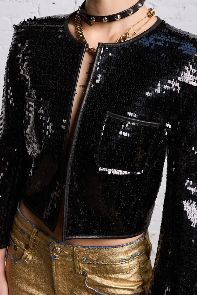R13 Jackets and Coats Women SQUARE SHOULDER SEQUIN JACKET 8211 BLACK