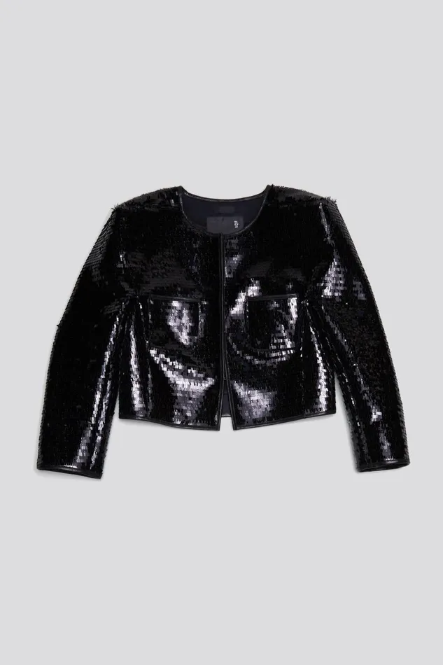 R13 Jackets and Coats Women SQUARE SHOULDER SEQUIN JACKET 8211 BLACK
