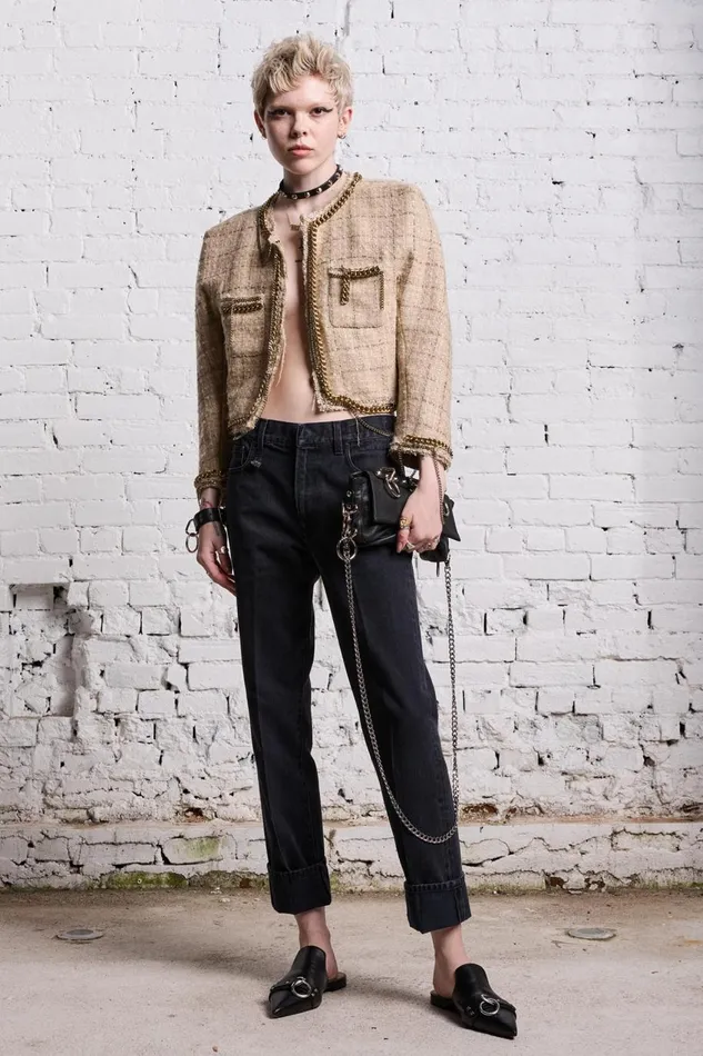 R13 Jackets and Coats Women SQUARE SHOULDER TWEED JACKET 8211 BEIGE