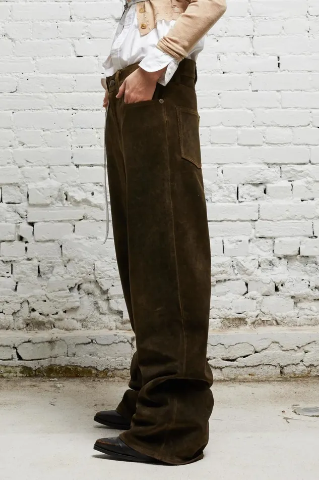 R13 Pants and Shorts Women D039ARCY LOOSE LEATHER PANT 8211 BROWN