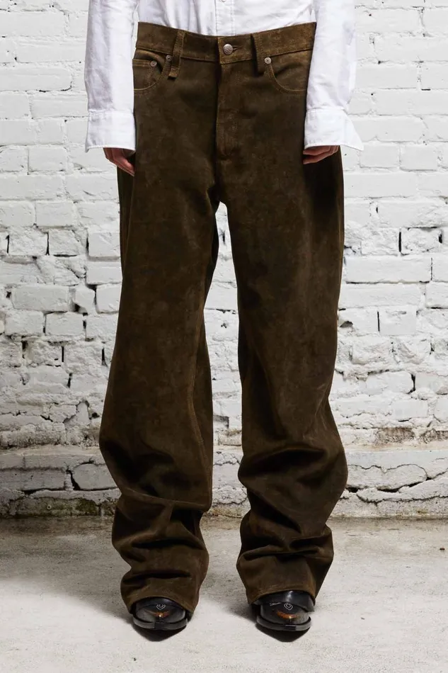 R13 Pants and Shorts Women D039ARCY LOOSE LEATHER PANT 8211 BROWN