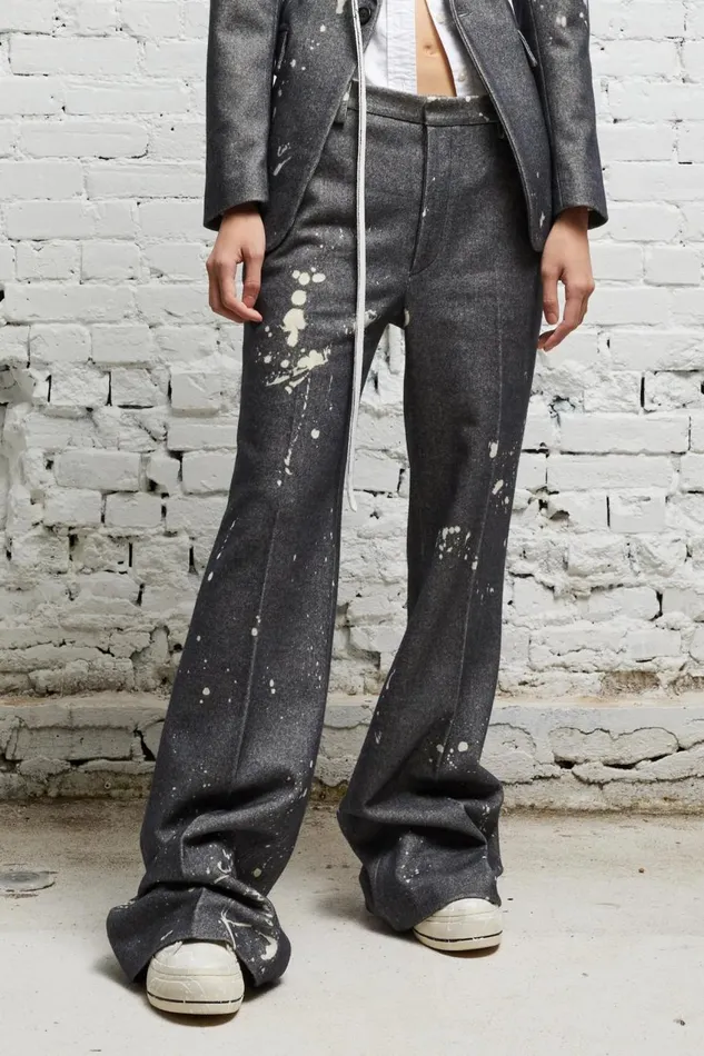 R13 Pants and Shorts Women RELAXED TROUSER 8211 GREY PAINT SPLATTER