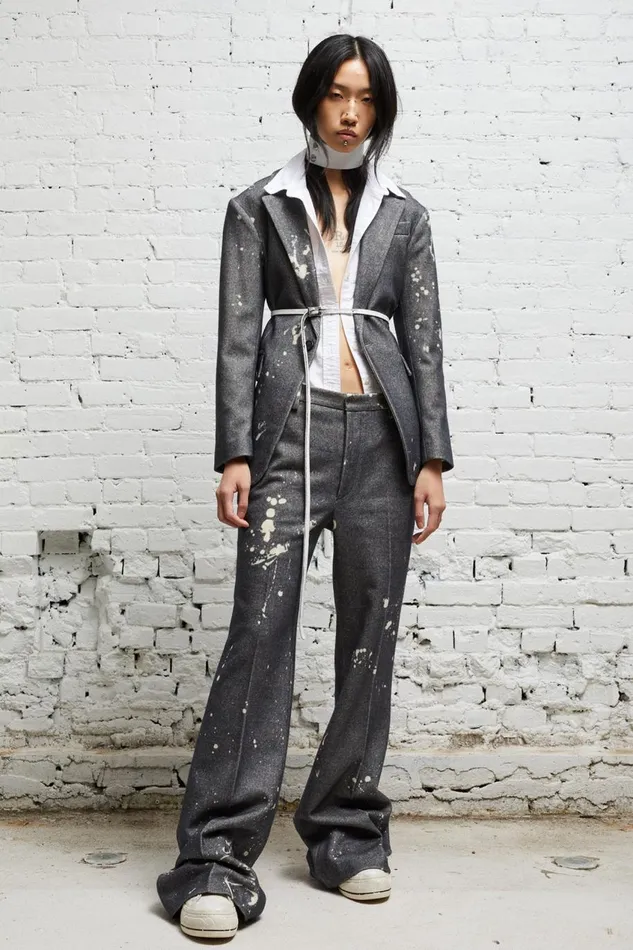 R13 Pants and Shorts Women RELAXED TROUSER 8211 GREY PAINT SPLATTER