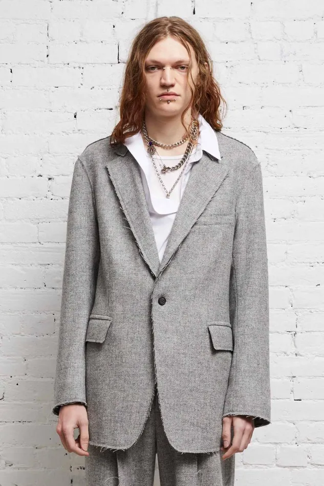 R13 Sale Men RAW CUT BLAZER 8211 LIGHT HEATHER GREY