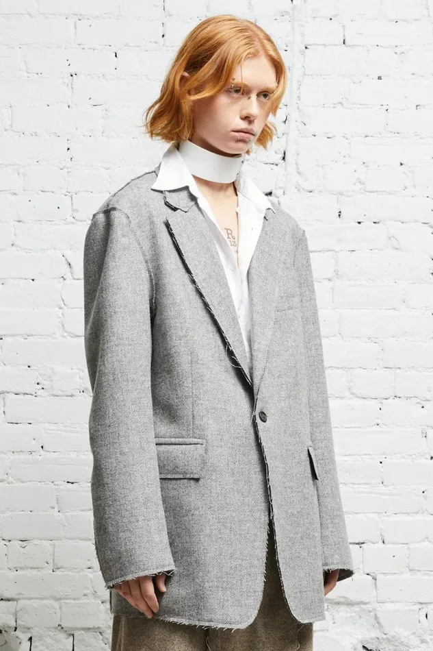 R13 Sale Men RAW CUT BLAZER 8211 LIGHT HEATHER GREY