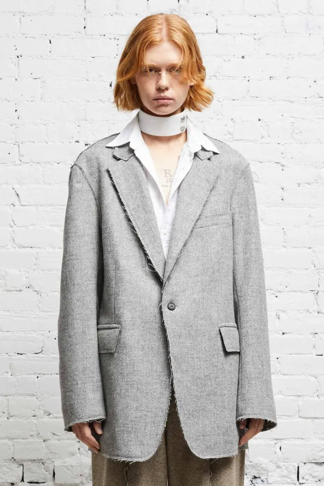 R13 Sale Men RAW CUT BLAZER 8211 LIGHT HEATHER GREY