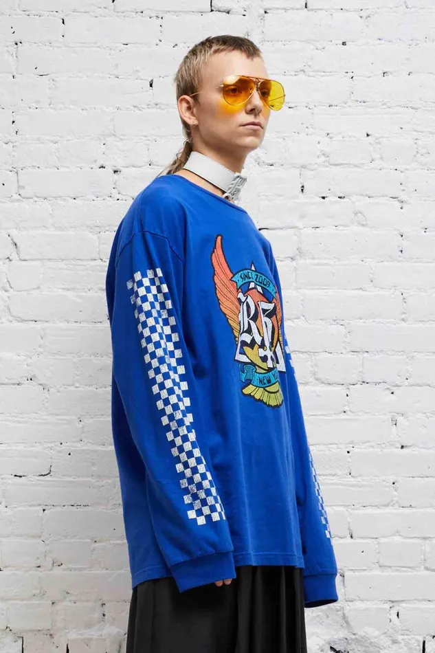 R13 Sale Men SKATE LONG SLEEVE T 8211 BLUE