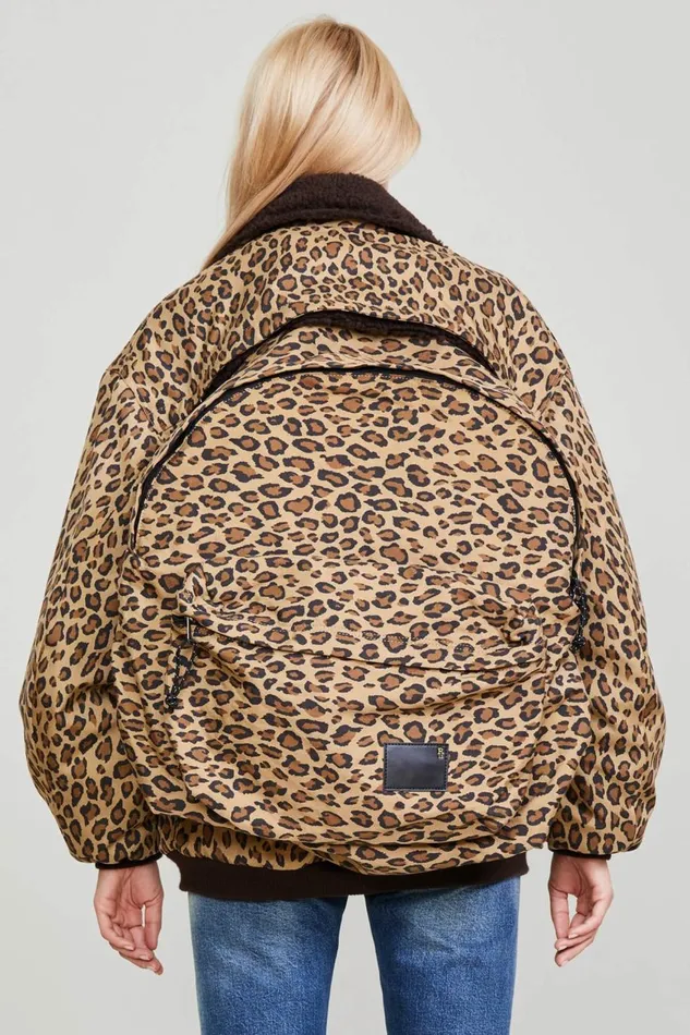 R13 Sale Women BACKZIP WINDBREAKER 8211 PRINTED LEOPARD