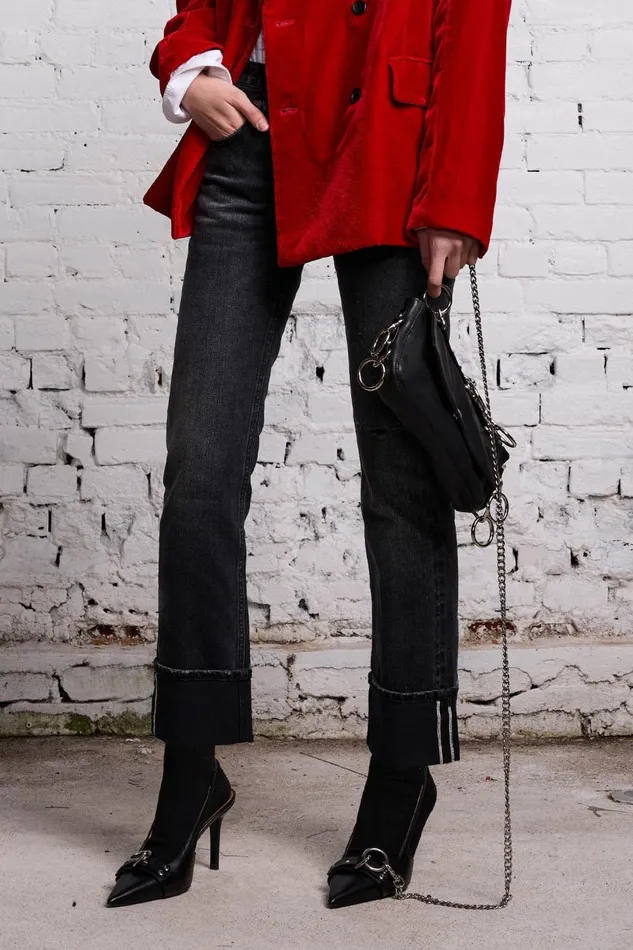 R13 Sale Women BOY STRAIGHT 8211 ATLAS SELVEDGE BLACK