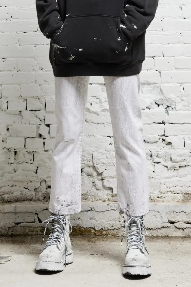 R13 Sale Women BOY STRAIGHT 8211 CRACKLED GREY