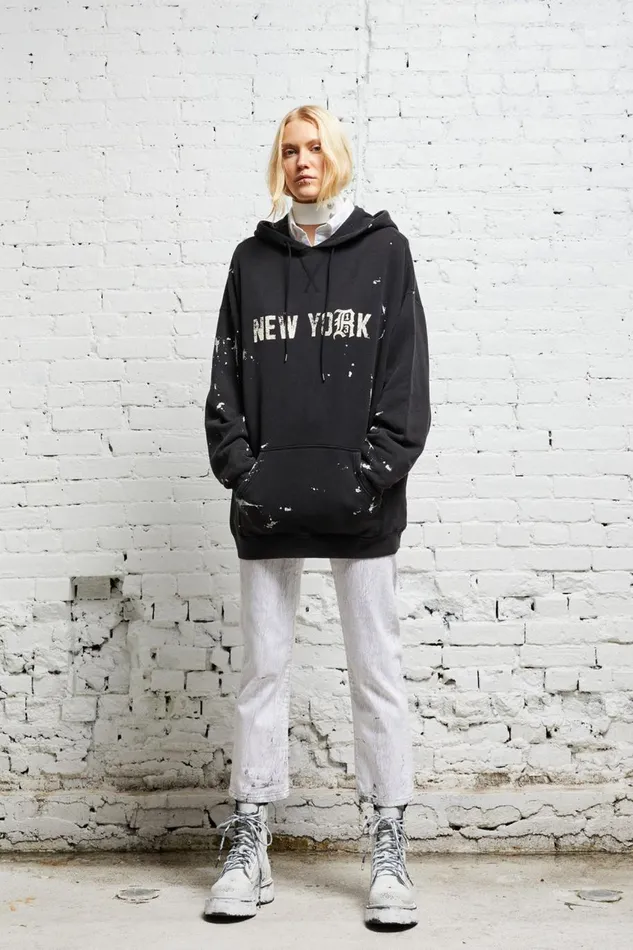 R13 Sale Women BOY STRAIGHT 8211 CRACKLED GREY