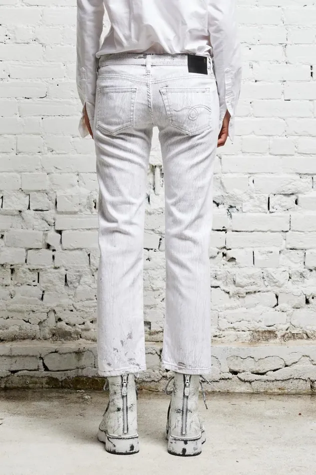 R13 Sale Women BOY STRAIGHT 8211 CRACKLED GREY