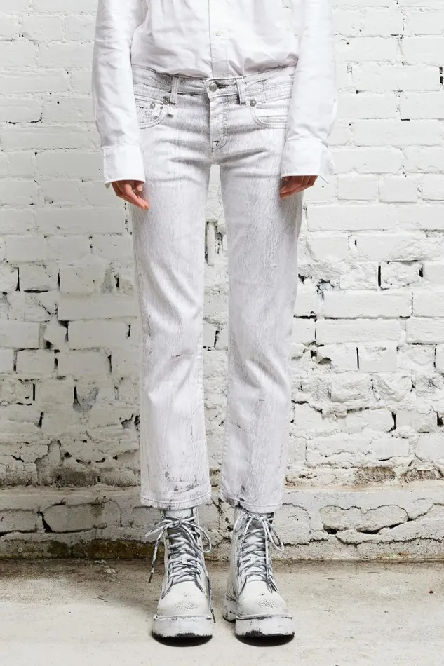 R13 Sale Women BOY STRAIGHT 8211 CRACKLED GREY