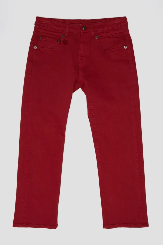 R13 Sale Women BOY STRAIGHT 8211 VIVID RED STRETCH