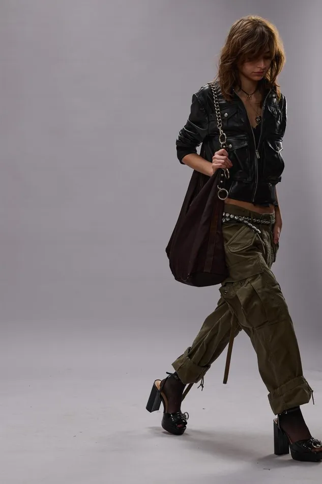 R13 Sale Women CROPPED CARGO PANTS 8211 VINTAGE OLIVE DRAB