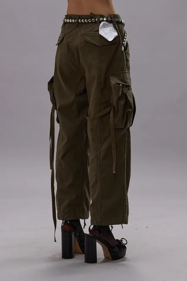 R13 Sale Women CROPPED CARGO PANTS 8211 VINTAGE OLIVE DRAB
