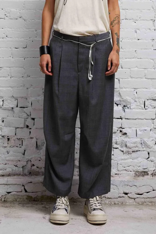 R13 Sale Women CROPPED WIDE LEG TROUSER 8211 DARK GLEN PLAID