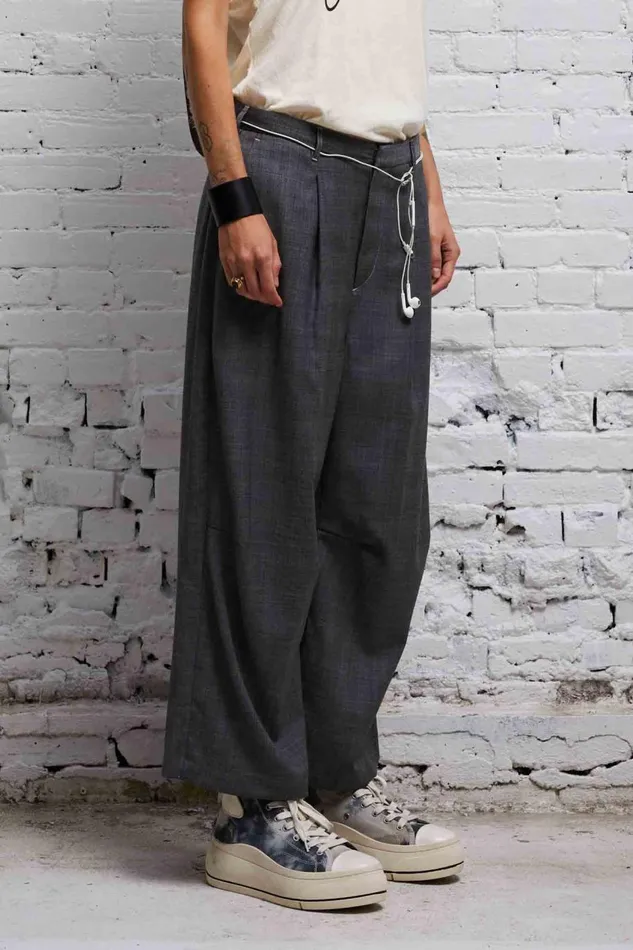 R13 Sale Women CROPPED WIDE LEG TROUSER 8211 DARK GLEN PLAID