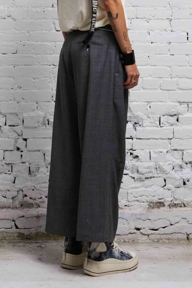 R13 Sale Women CROPPED WIDE LEG TROUSER 8211 DARK GLEN PLAID