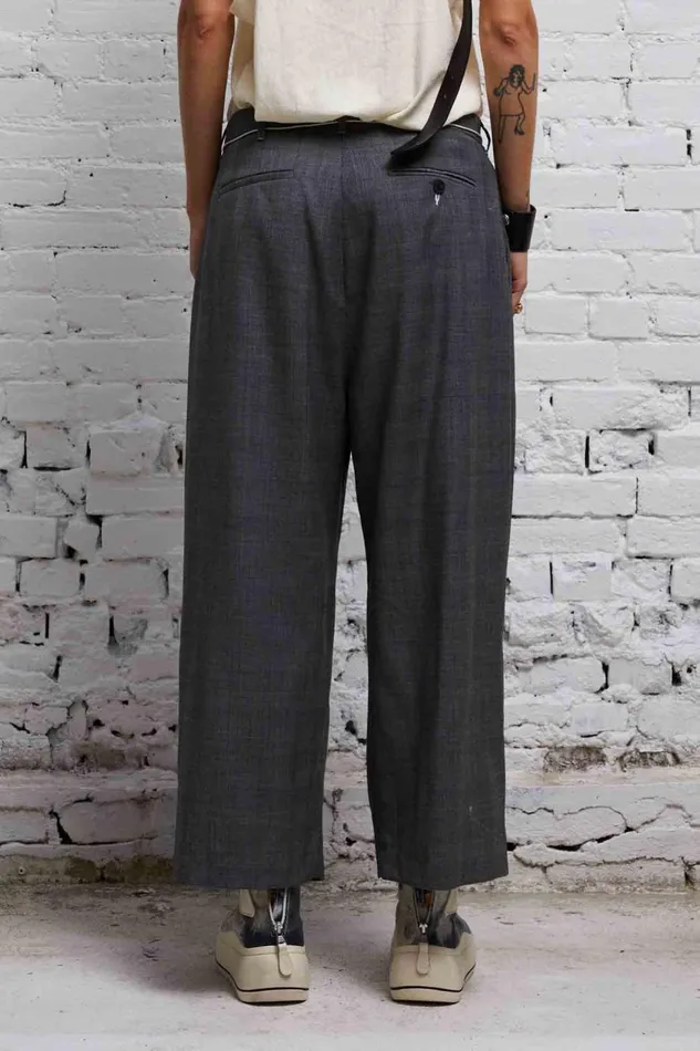 R13 Sale Women CROPPED WIDE LEG TROUSER 8211 DARK GLEN PLAID
