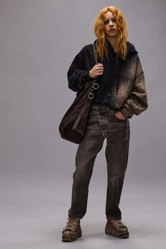 R13 Sale Women CROSS OVER JEAN 8211 MUD GREY