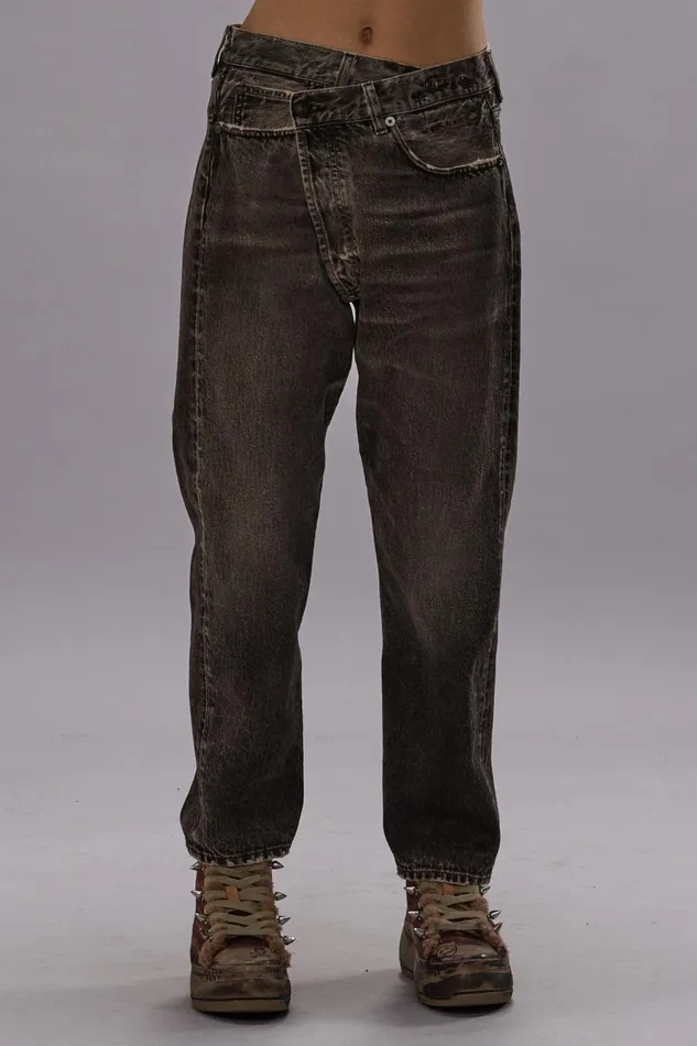 R13 Sale Women CROSS OVER JEAN 8211 MUD GREY