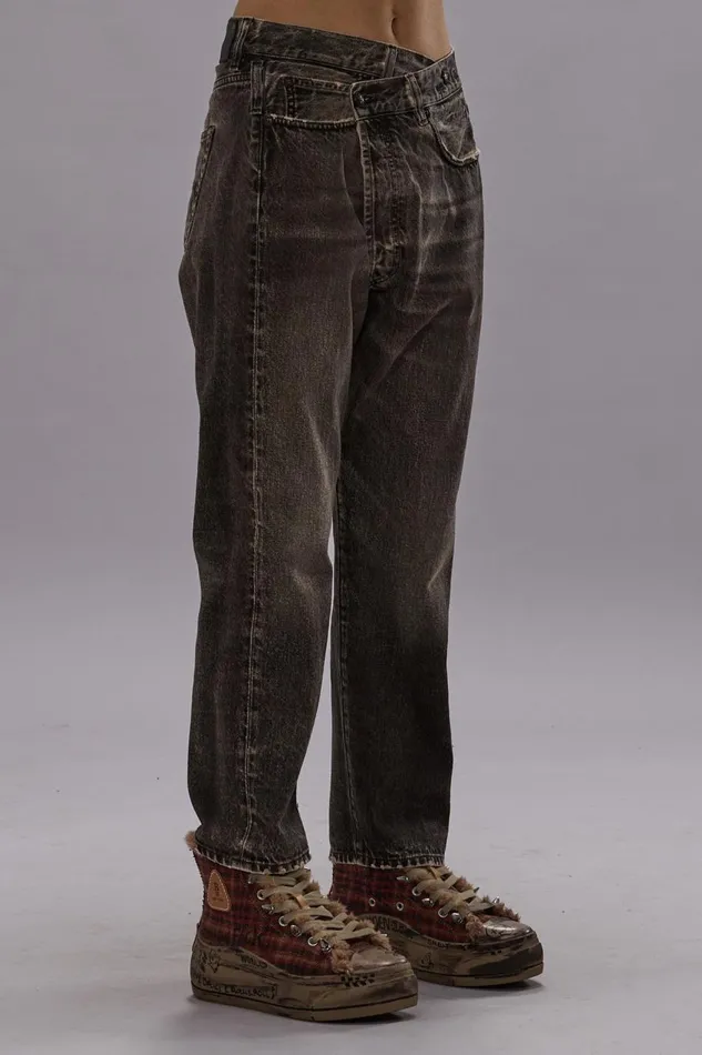 R13 Sale Women CROSS OVER JEAN 8211 MUD GREY