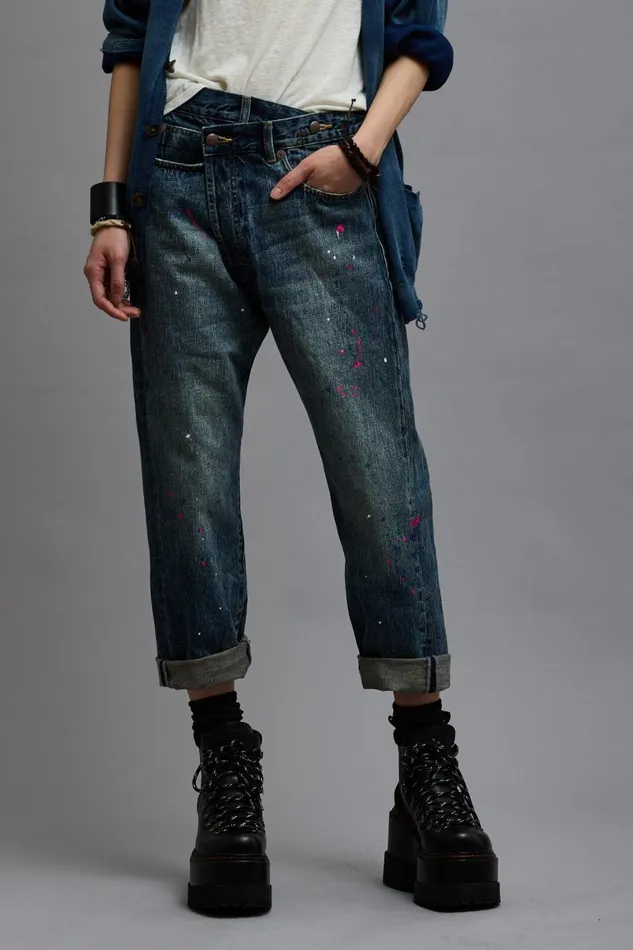 R13 Sale Women CROSSOVER JEAN 8211 BEXLEY PAINT SPLATTER