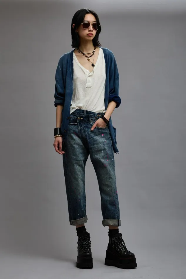 R13 Sale Women CROSSOVER JEAN 8211 BEXLEY PAINT SPLATTER