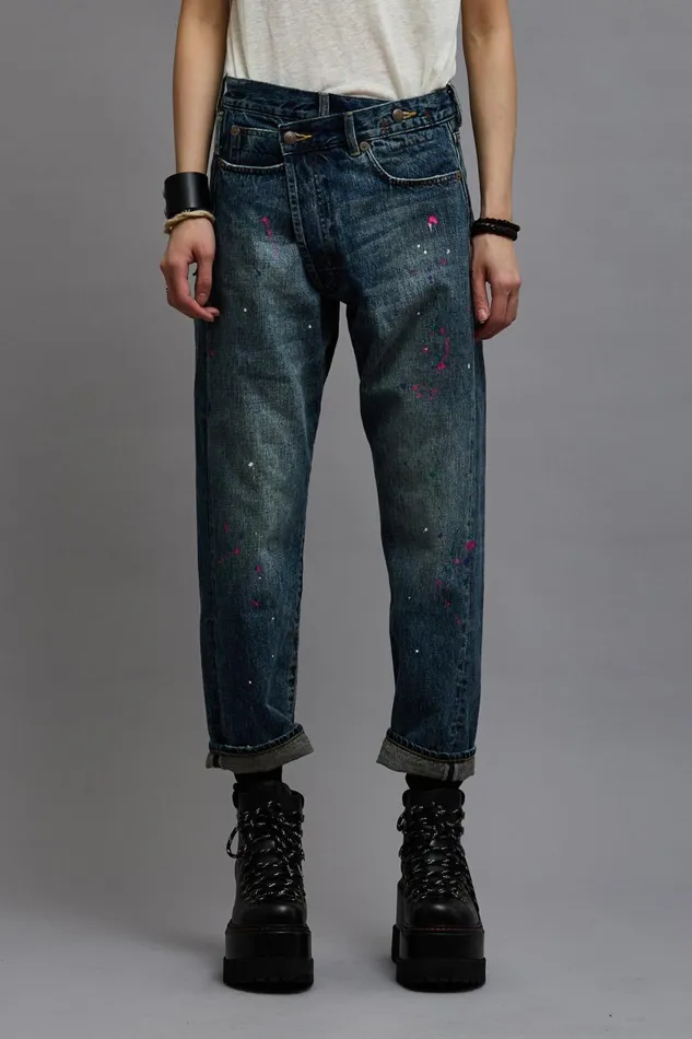 R13 Sale Women CROSSOVER JEAN 8211 BEXLEY PAINT SPLATTER