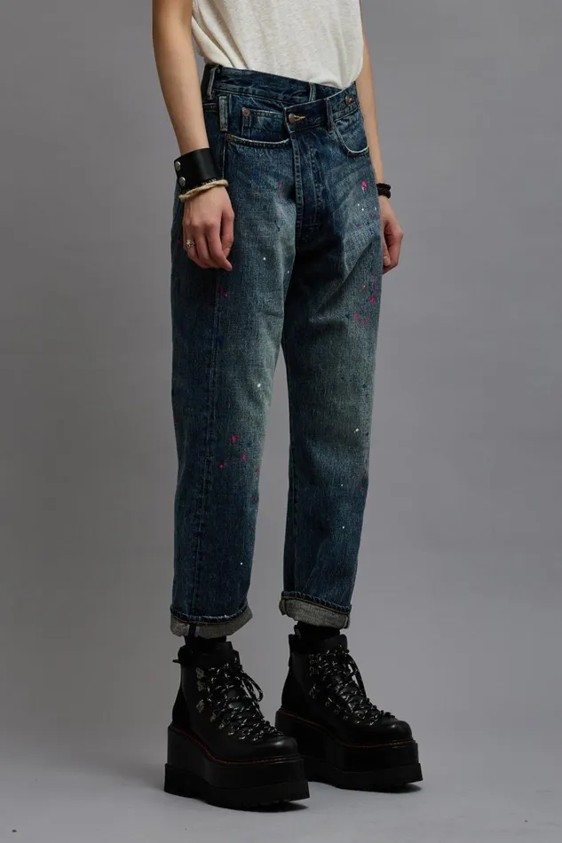 R13 Sale Women CROSSOVER JEAN 8211 BEXLEY PAINT SPLATTER