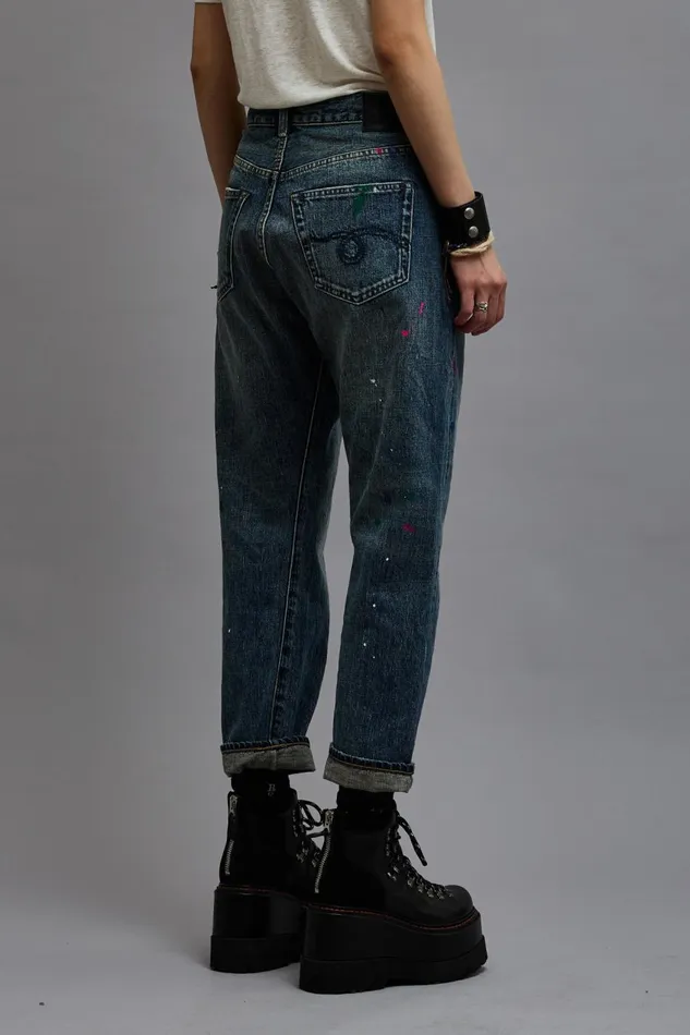 R13 Sale Women CROSSOVER JEAN 8211 BEXLEY PAINT SPLATTER