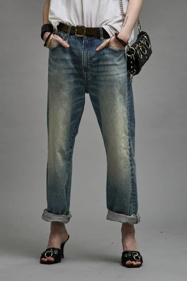 R13 Sale Women CUFFED XBOYFRIEND 8211 CLINTON BLUE