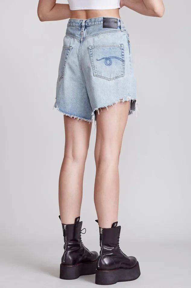 R13 Sale Women Damon Pleated Short 8211 Lennon Blue Denim R13 Sale Women Damon Pleated Short 8211 Lennon Blue Denim
