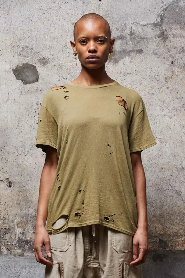 R13 Sale Women DESTROYED BOY T 8211 LIGHT GREEN