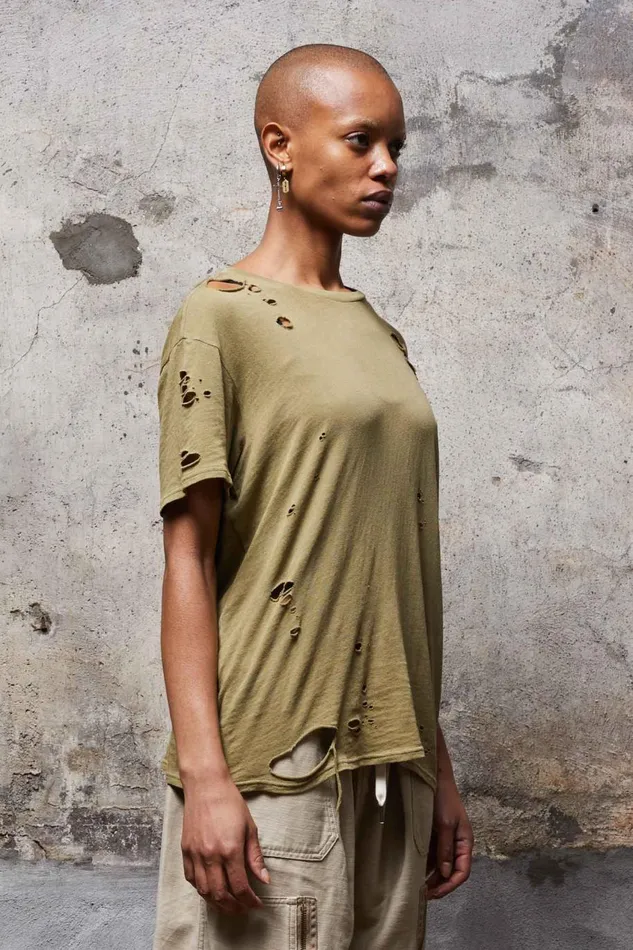 R13 Sale Women DESTROYED BOY T 8211 LIGHT GREEN