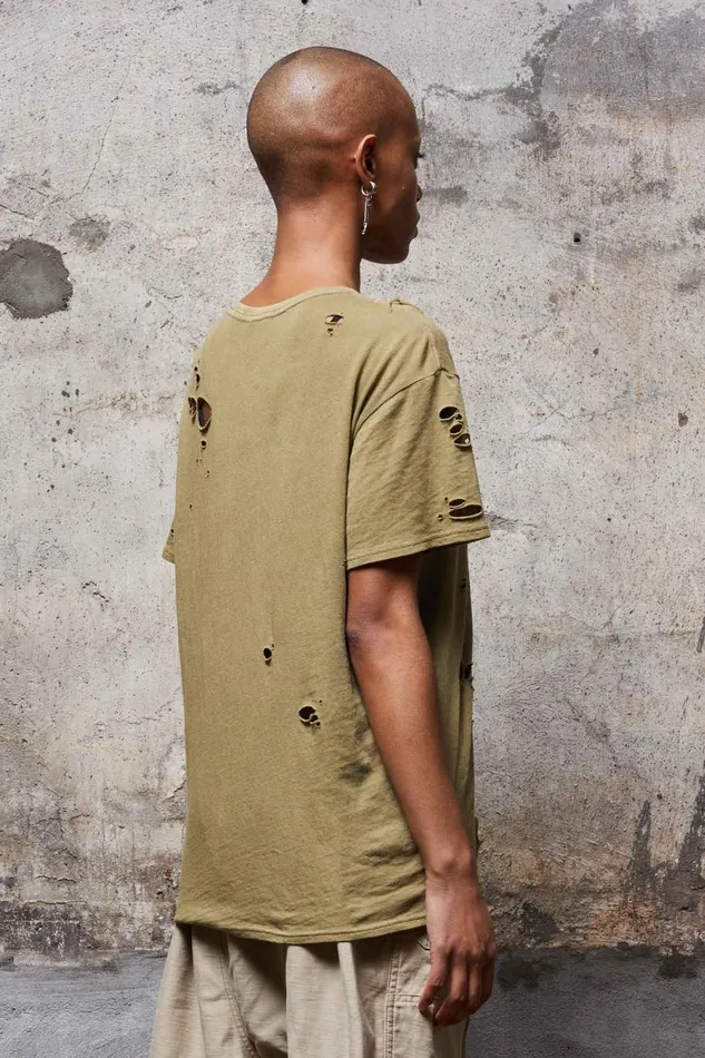R13 Sale Women DESTROYED BOY T 8211 LIGHT GREEN