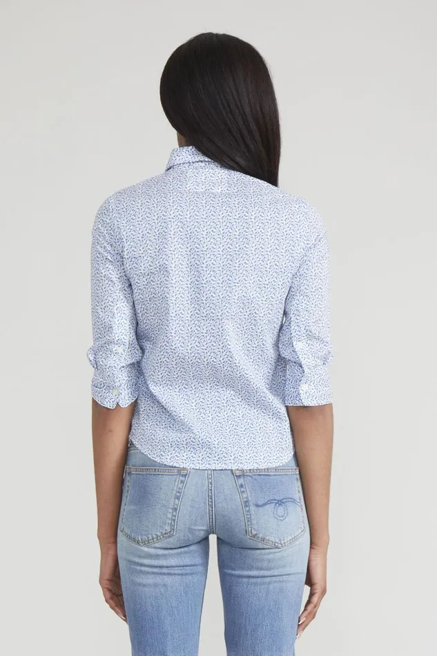 R13 Sale Women EXAGGERATED COLLAR SHIRT 8211 BLUE PATTERN