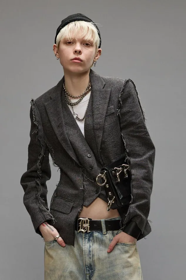 R13 Sale Women FLAT SLEEVE BLAZER 8211 DARK GREY