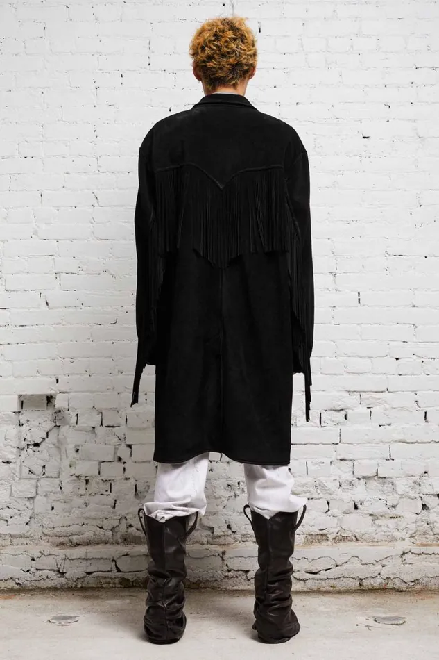 R13 Sale Women FRINGE LEATHER JACKET 8211 BLACK SUEDE
