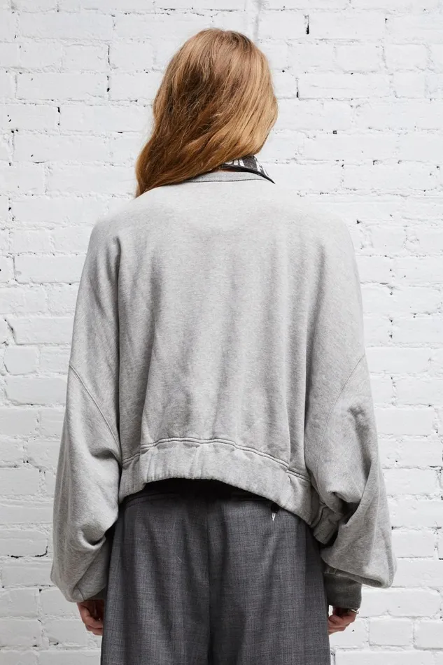R13 Sale Women JUMBO CROPPED CREWNECK 8211 HEATHER GREY