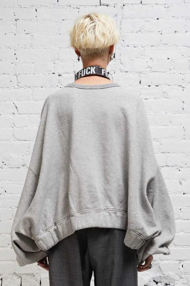 R13 Sale Women JUMBO CROPPED CREWNECK 8211 HEATHER GREY