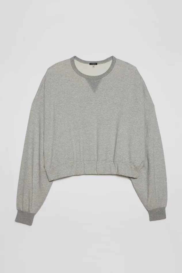 R13 Sale Women JUMBO CROPPED CREWNECK 8211 HEATHER GREY