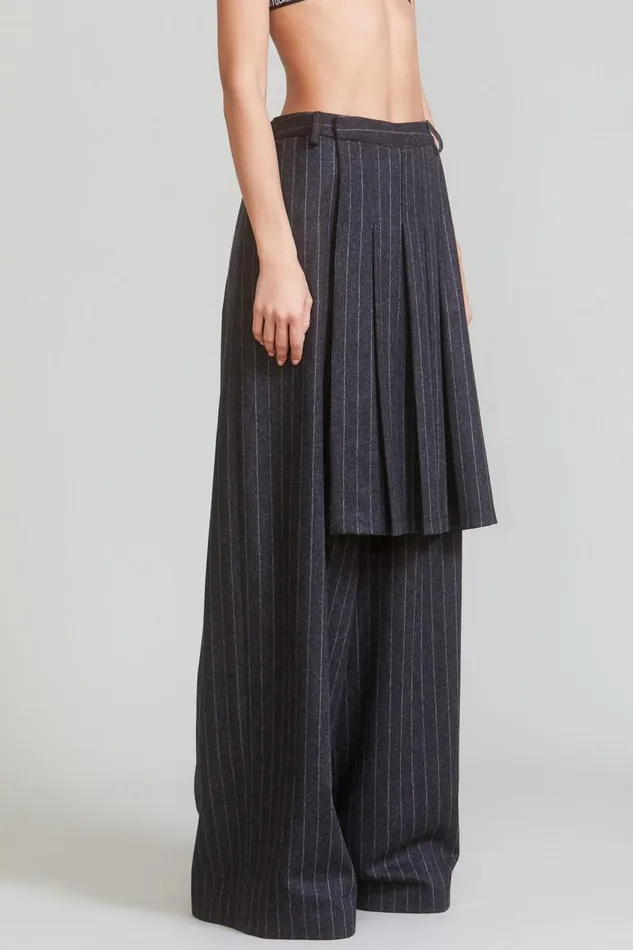 R13 Sale Women KILTED TROUSER 8211 GREY PINSTRIPE