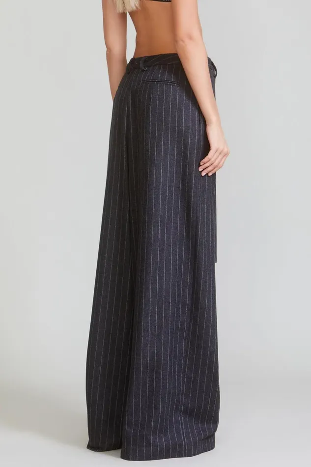 R13 Sale Women KILTED TROUSER 8211 GREY PINSTRIPE
