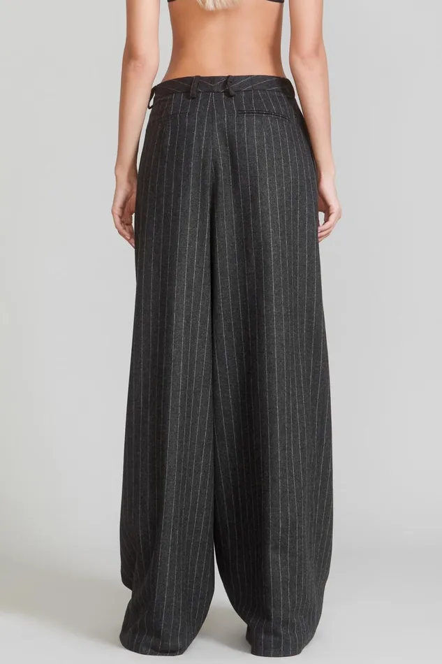 R13 Sale Women KILTED TROUSER 8211 GREY PINSTRIPE